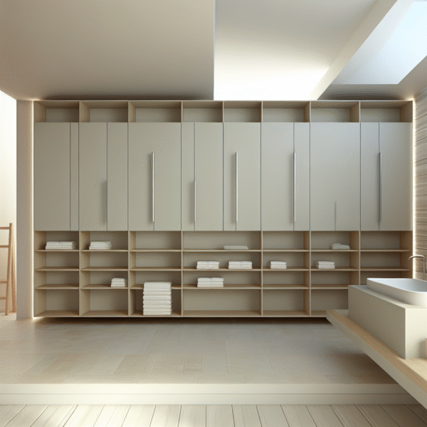 floor to ceiling built in bathroom cabinets